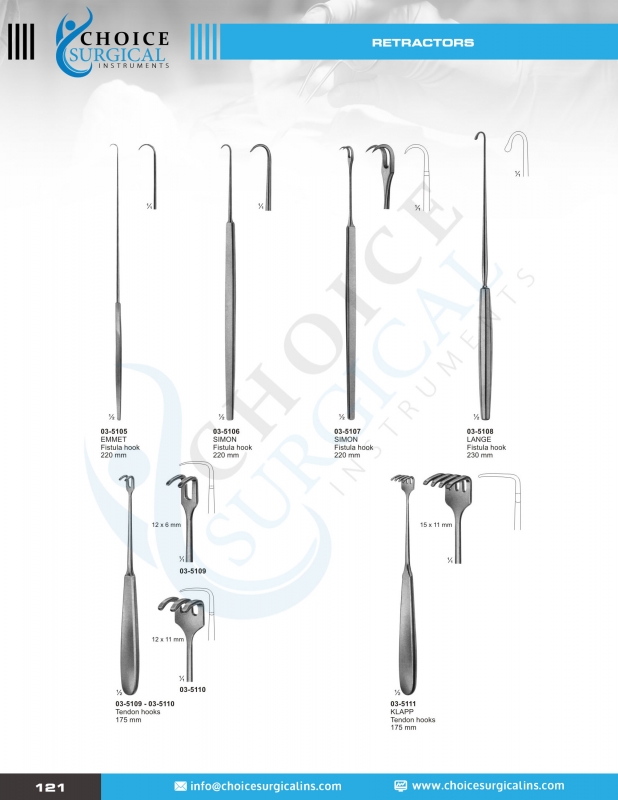 Hooks, Retractors, Spatulas, Spreaders, Abdominal Retractors